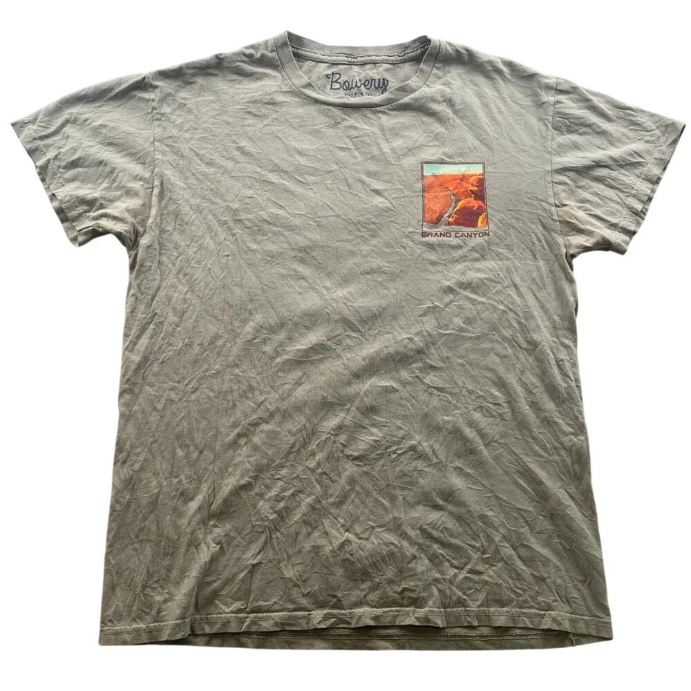 Bowery Supply Co Mens T-Shirt Medium Crew Neck Grand Canyon Graphic Tee Brown
